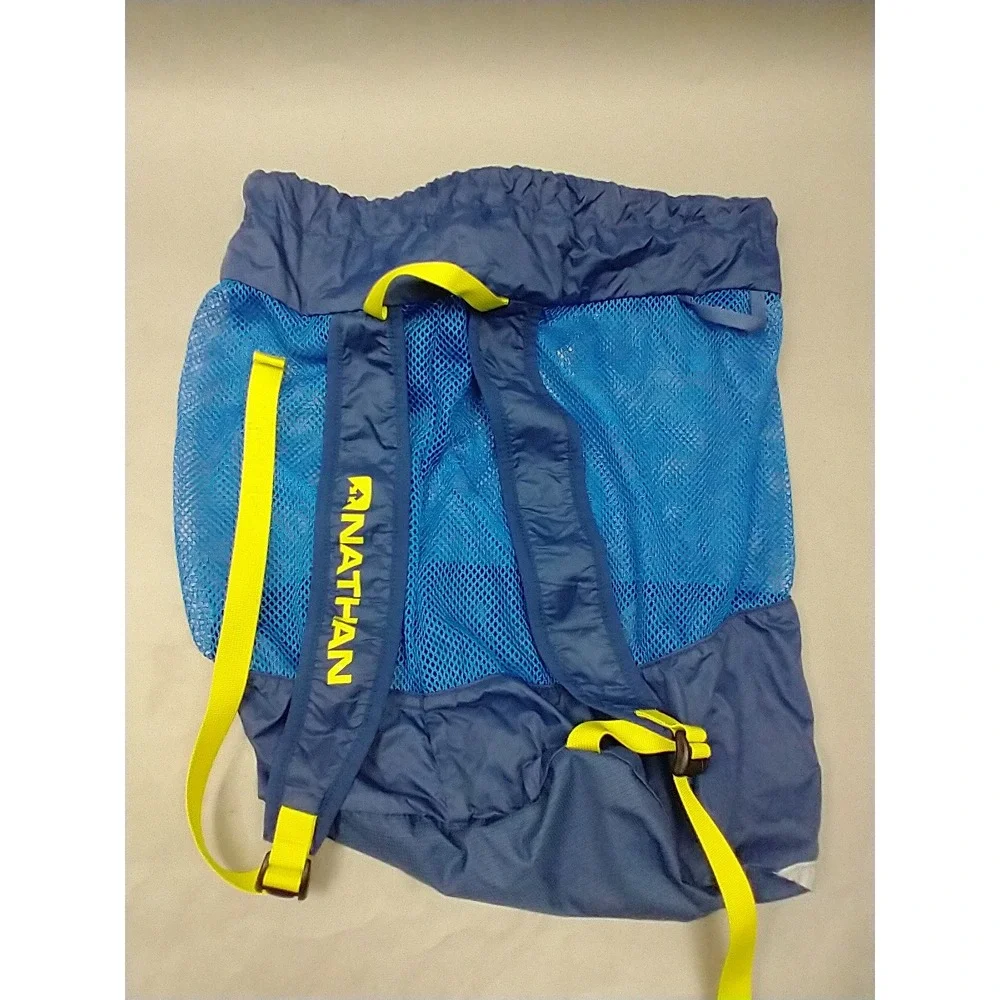 Nathan Packable Mesh Drawstring‎ Backpack Blue Yellow Cycling L Travel Bag